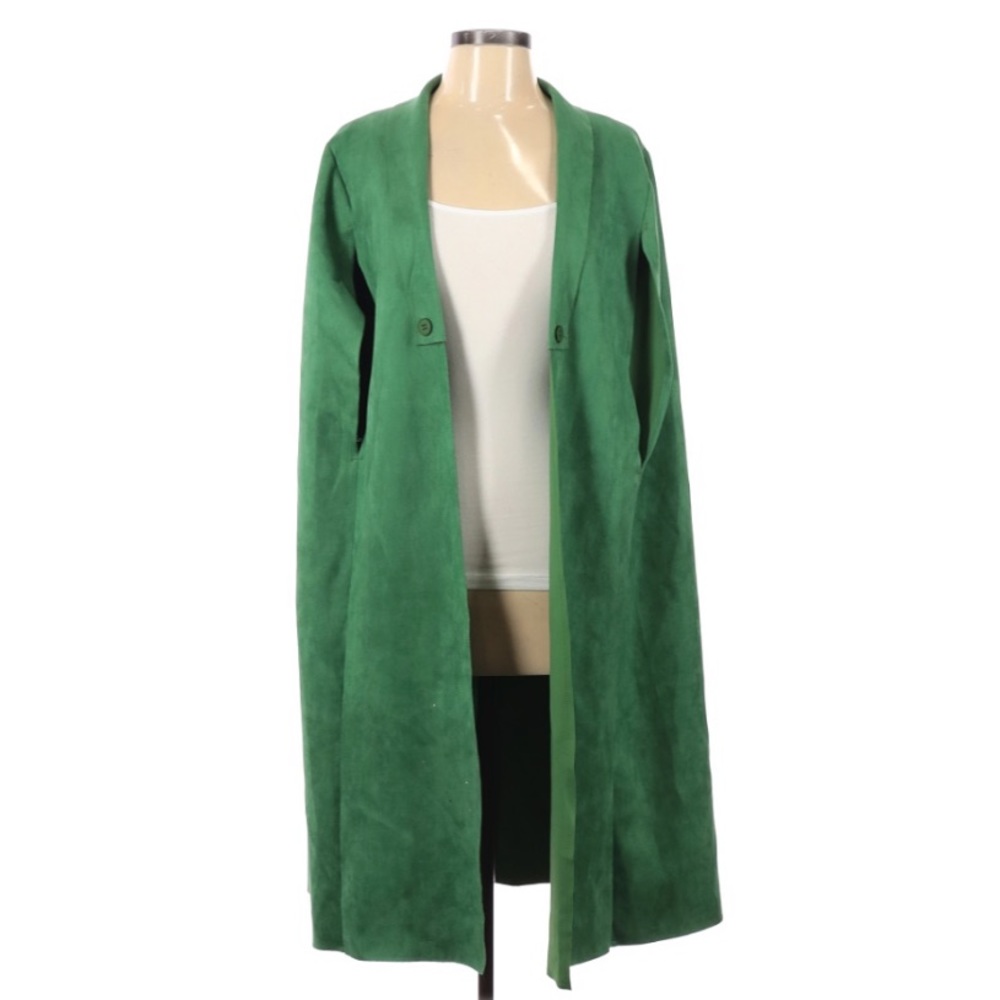 Womens Green Cape Jacket Size L  50% Cotton 50% Polyester